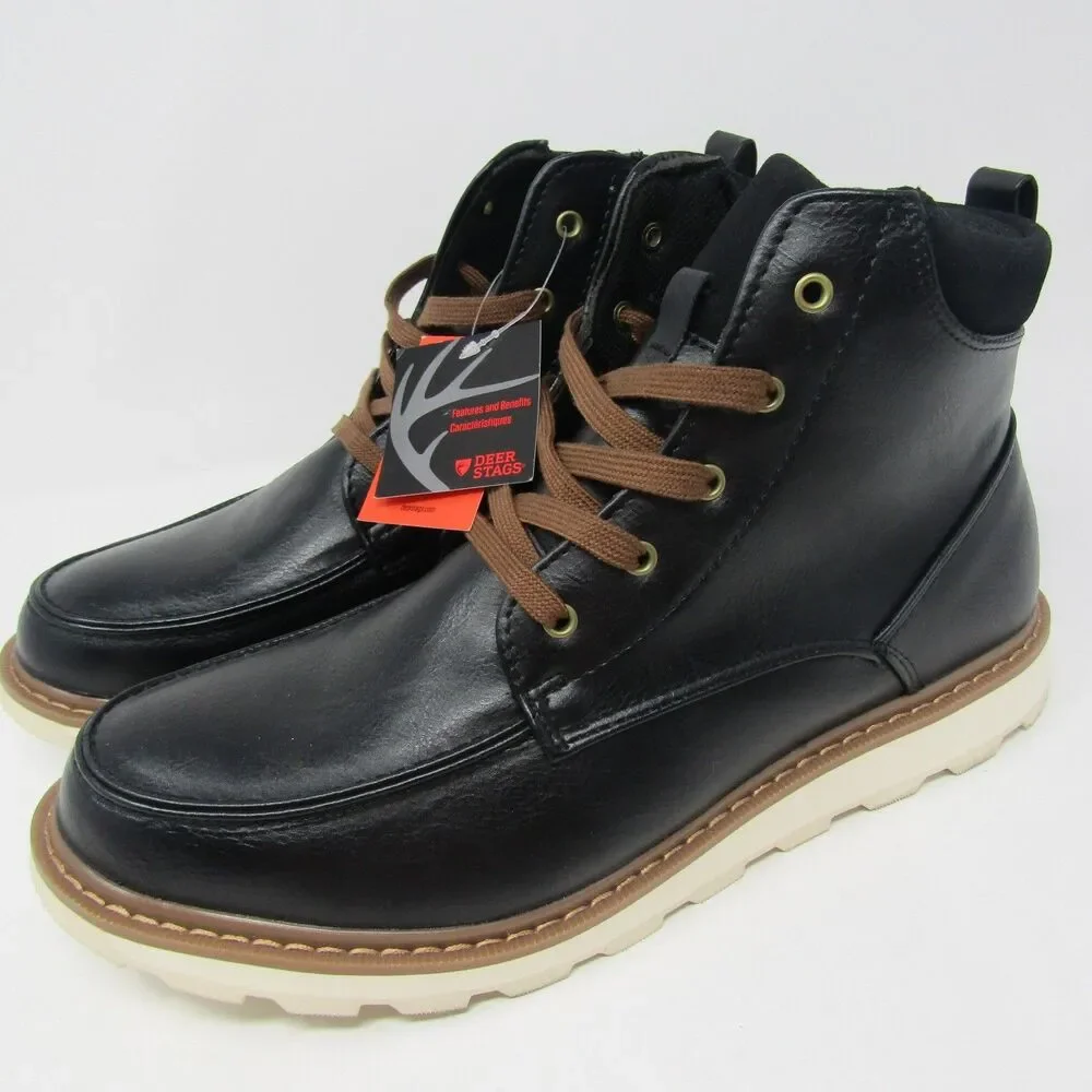 New Deer Stags Julian Men's 11M Black Moc Toe Lace-Up Memory Foam Work Boots
